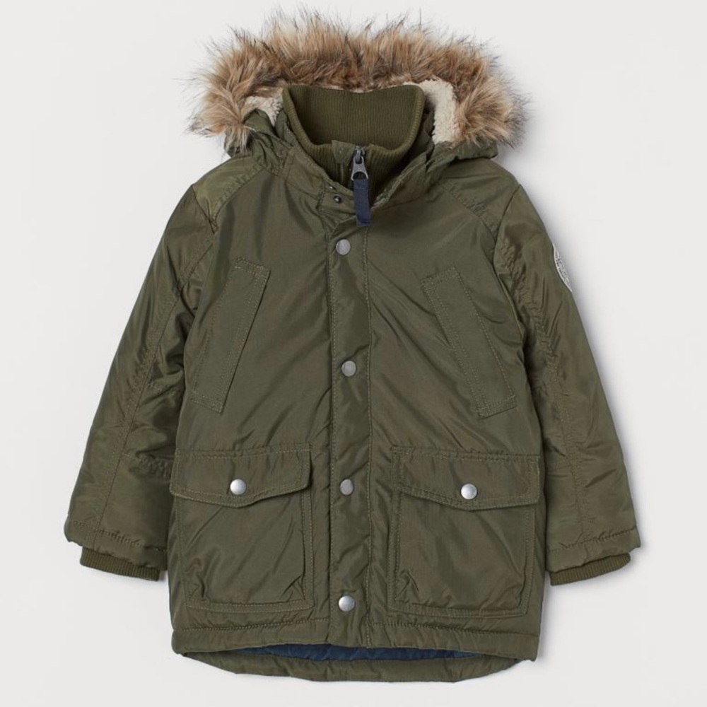 H&M Padded Parka with Fur Hood